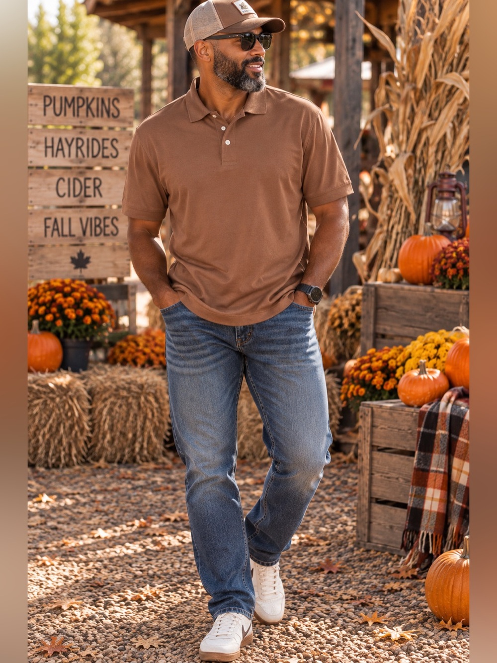 NWT Men’s Brown Short Sleeve Polo Shirt - Classic Casual Fall Style